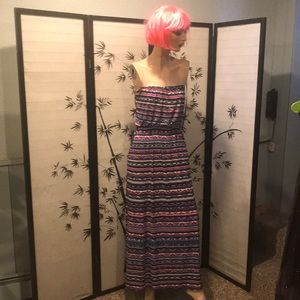 Three pink hearts strapless maxi dress